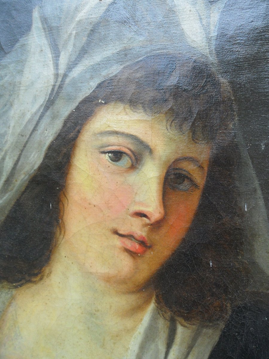 Ecole Francaise Portrait De Jeune Fille 18ème-photo-3