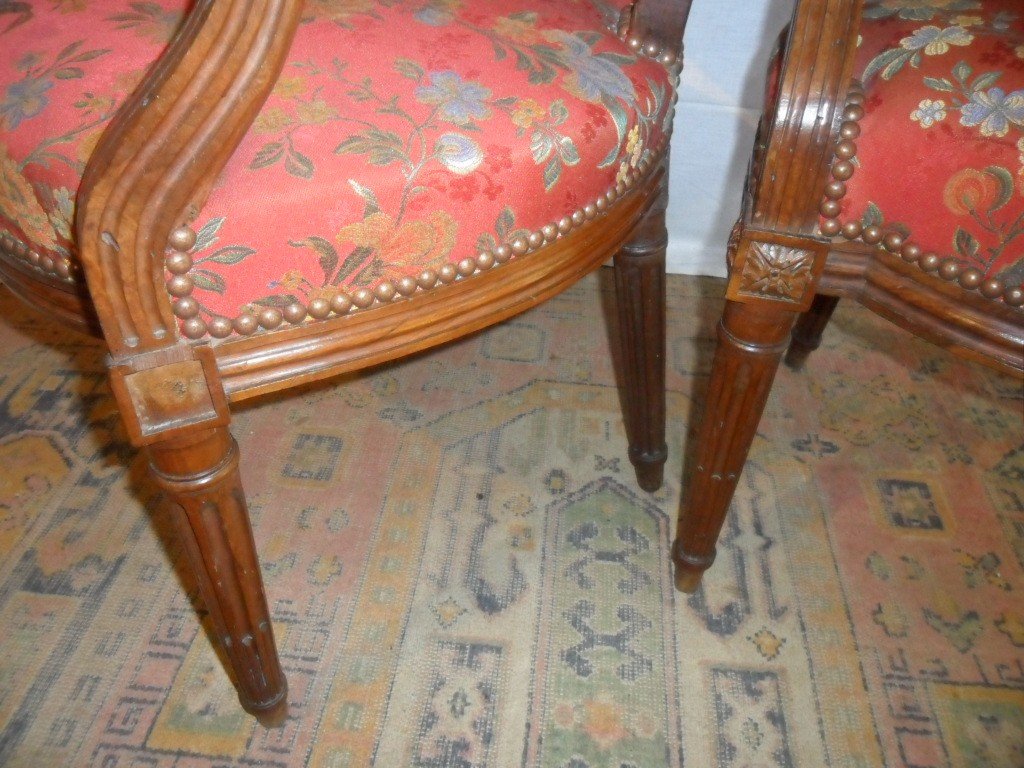 Paire De Fauteuils Louis XVI 18ème-photo-4