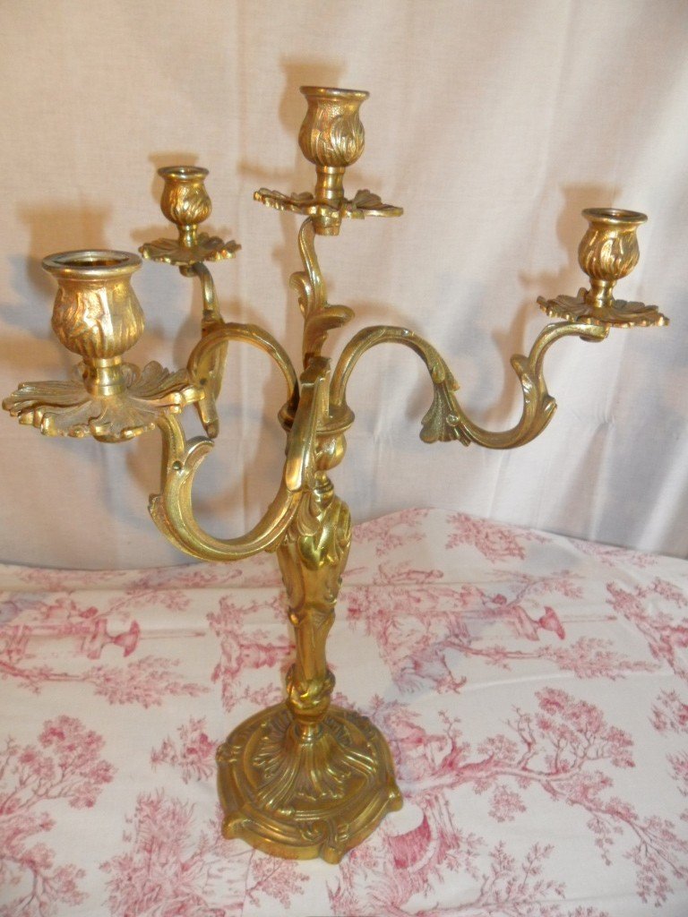 Paire De Candélabres En Bronze Doré De Style Louis XV-photo-3