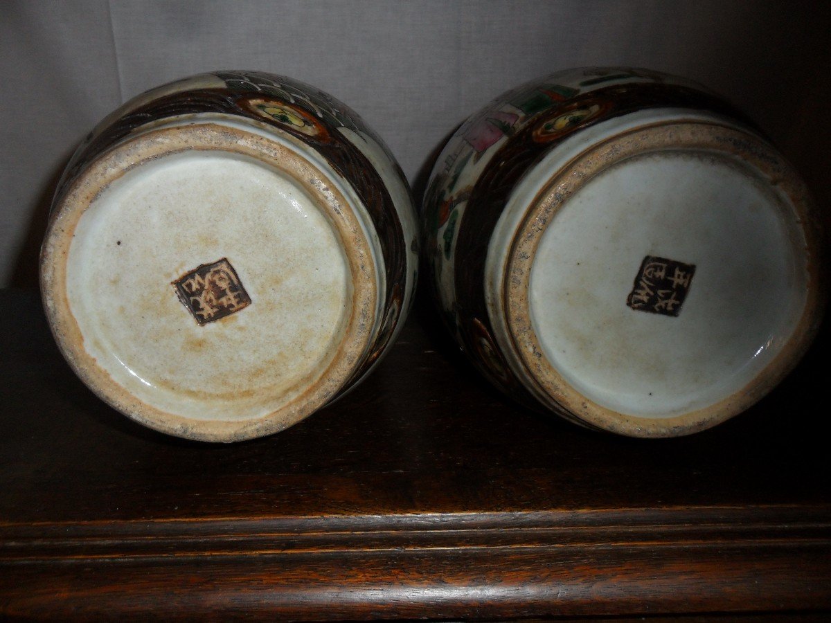 Paire De Vases En Porcelaine De Nankin-photo-3