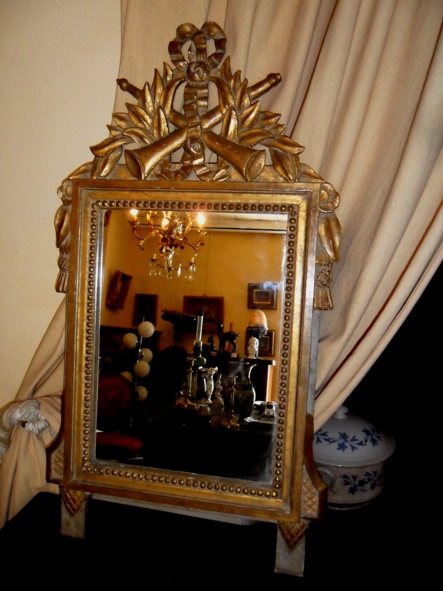 Mirror In Golden Wood Louis XVI Style-photo-3