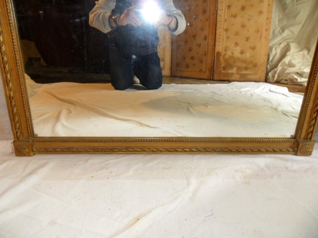 Large Mirror (1.72 M) Louis XVI Style In Wood And Golden Stucco-photo-3