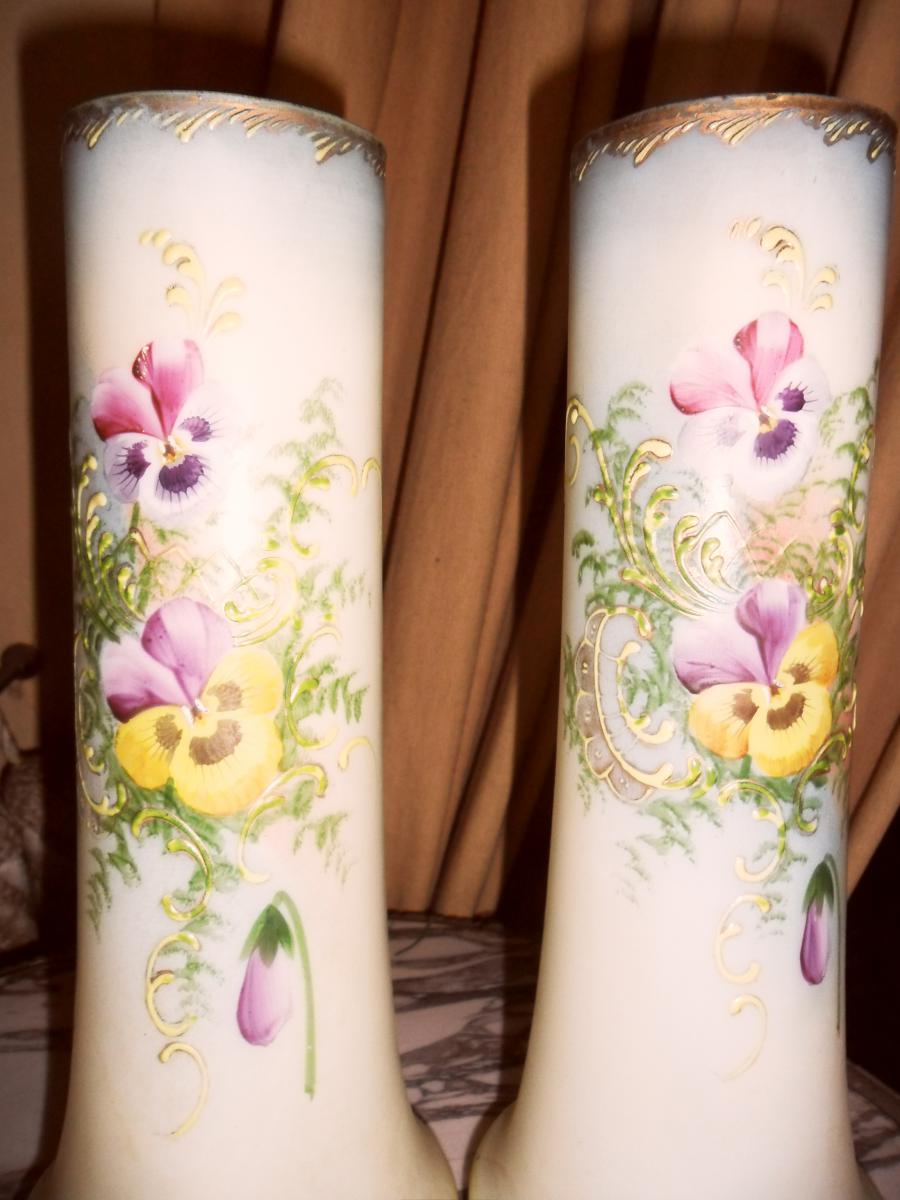Paire de vases en opaline émaillée-photo-3