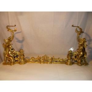 Front Of Fireplace In Gilt Bronze Decor With Putti