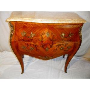 Petite Commode Sauteuse Marquetée De Style Louis XV