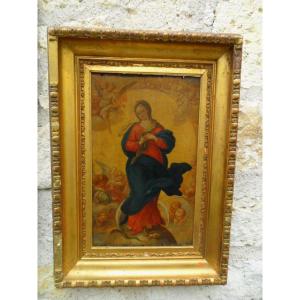 Huile Sur Panneau l'Assomption De La Vierge 