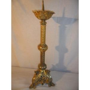 Large Candlestick In Gilt Bronze