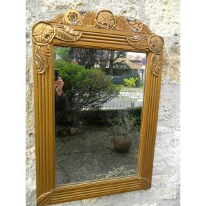 Miroir Art Déco En Bois Doré
