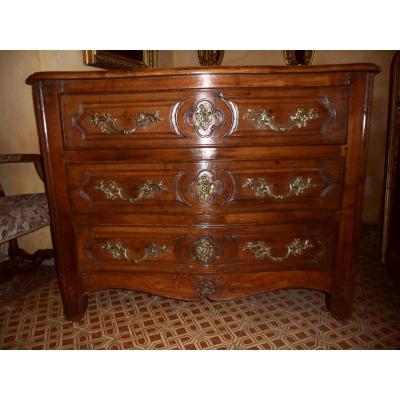 In Walnut Commode Louis XIV Vintage Regency