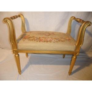 Banquette de Style Louis XVI en Bois Doré