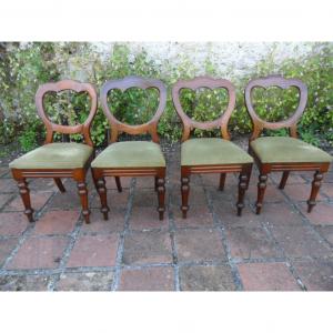 Four Louis-philippe Chairs In Solid Mahogany