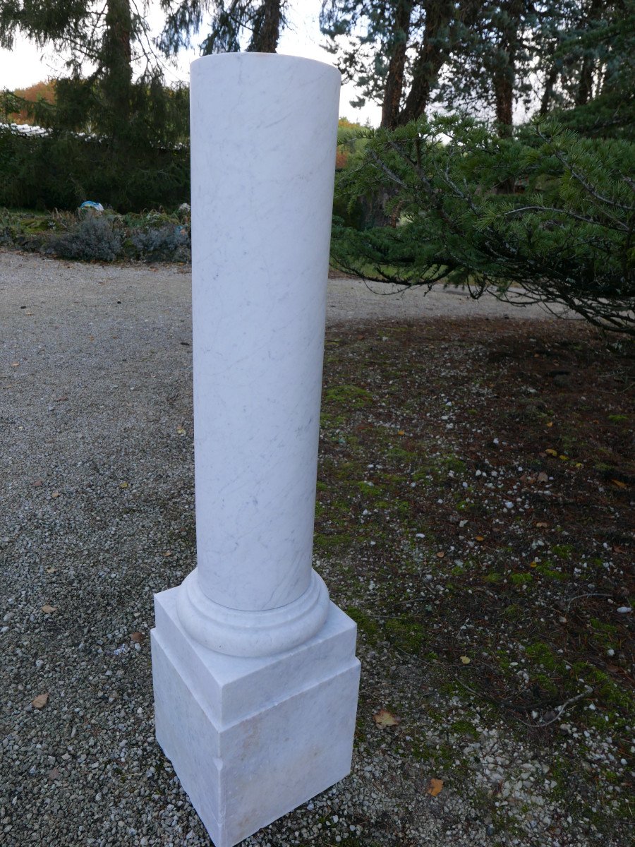 White Carrara Marble Column 19th-photo-2