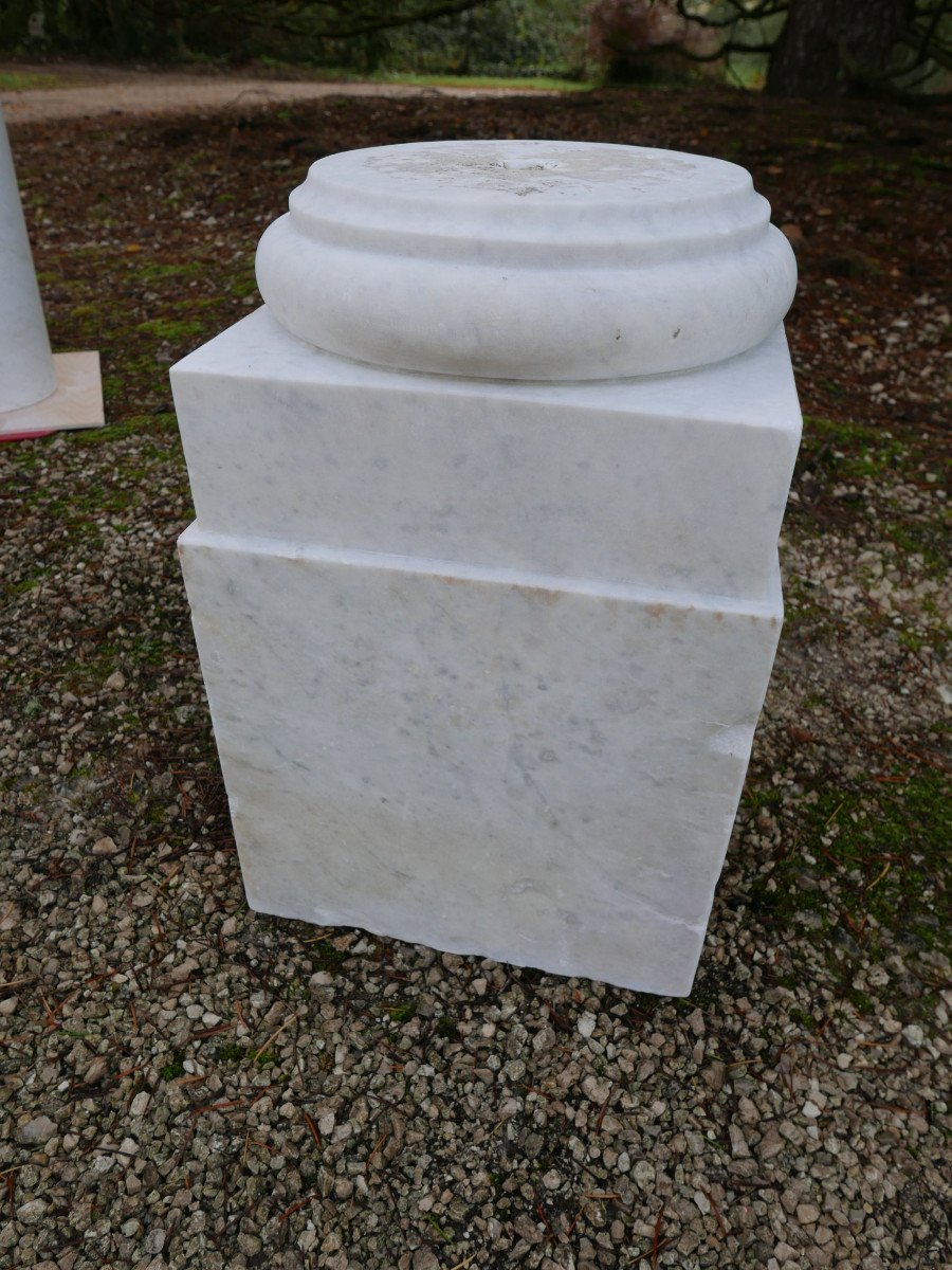 White Carrara Marble Column 19th-photo-3