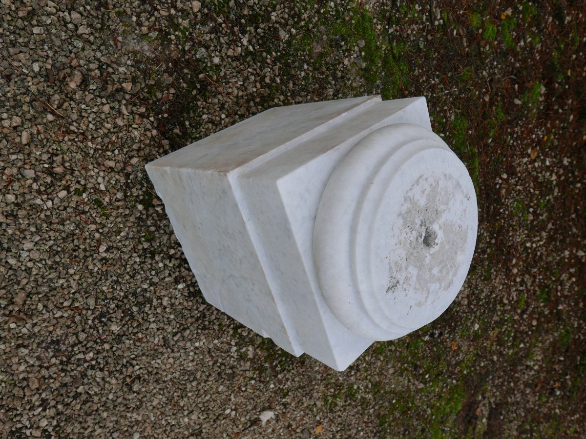 White Carrara Marble Column 19th-photo-4