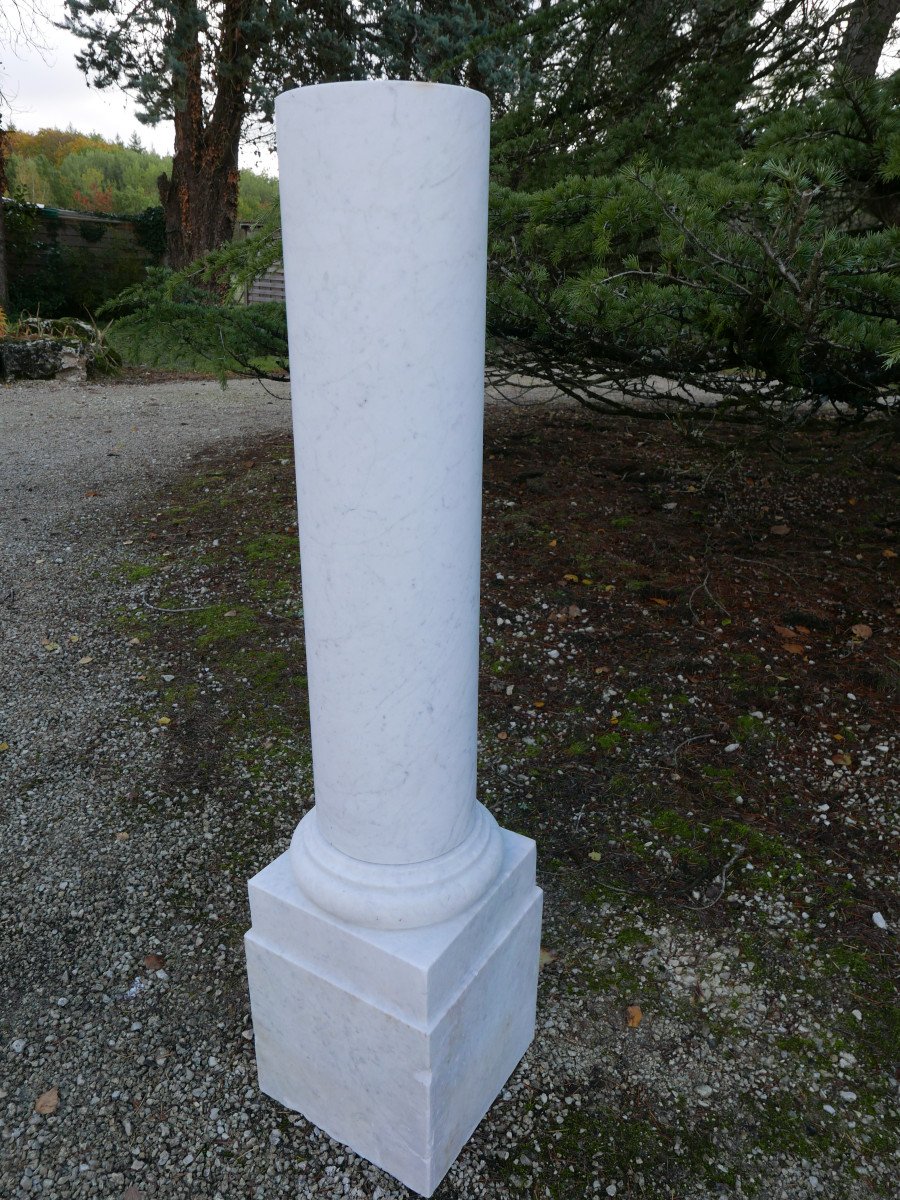 White Carrara Marble Column 19th