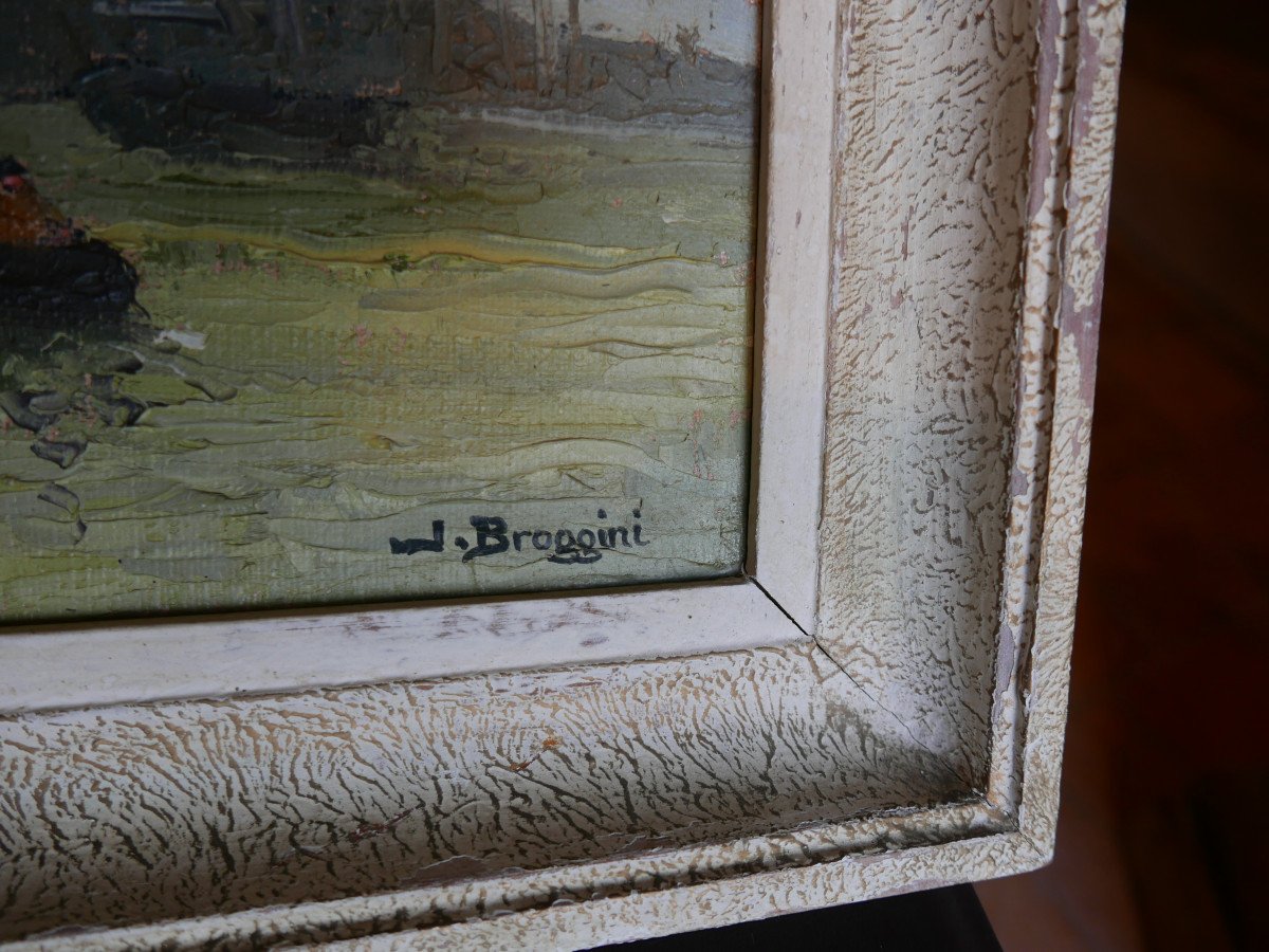 Huile Sur Toile Marine De J.broggini 20ème Siècle-photo-3