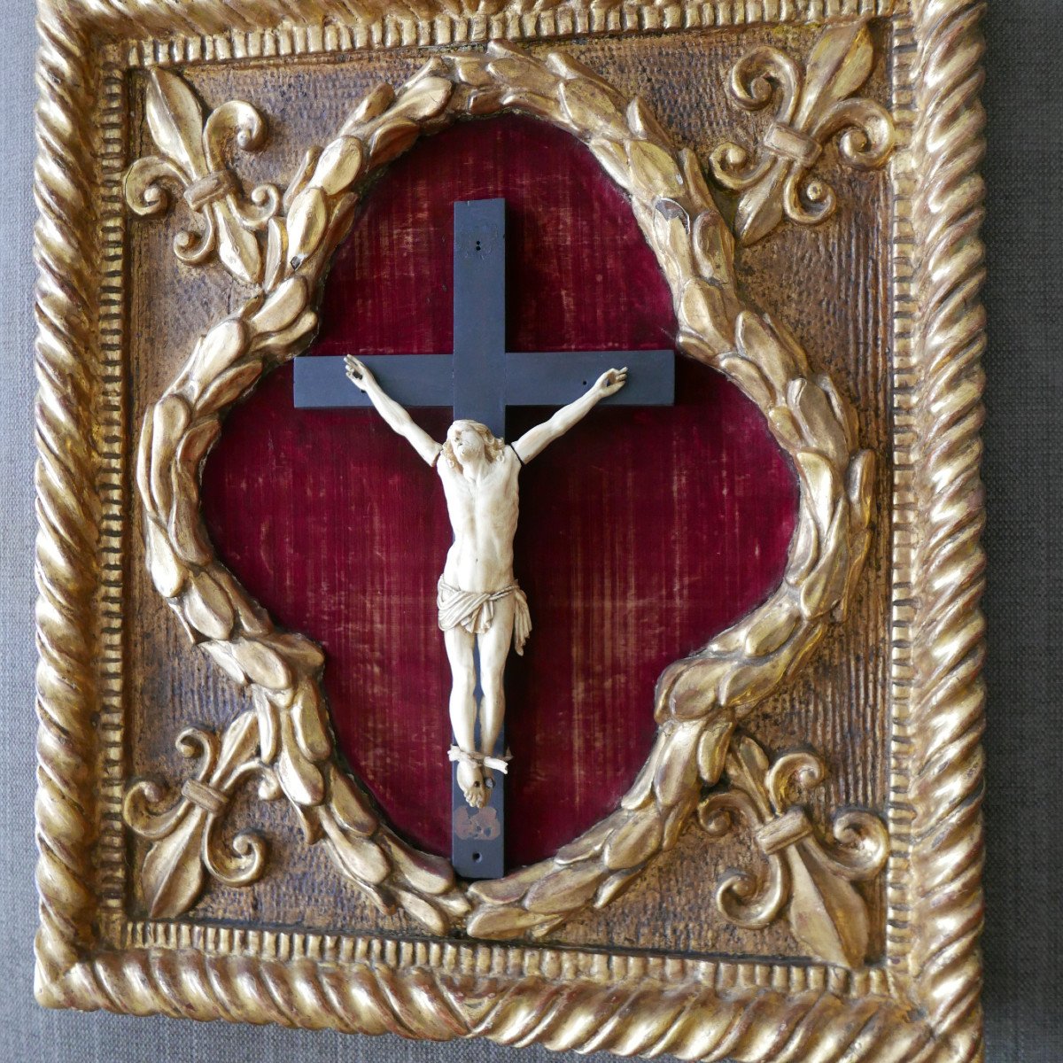 18th Crucifix In Carved And Gilded Wood