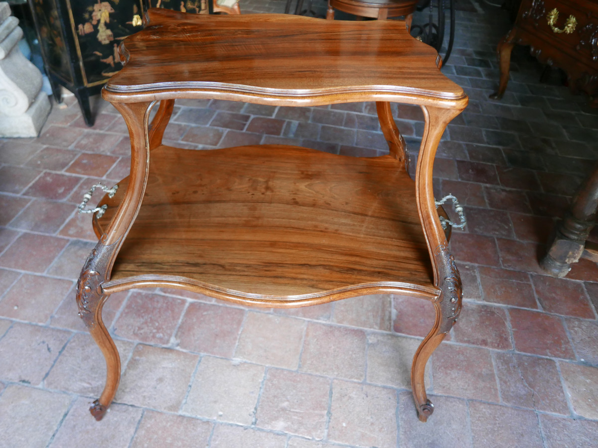 Table à thé en noyer massif, fin 19ème