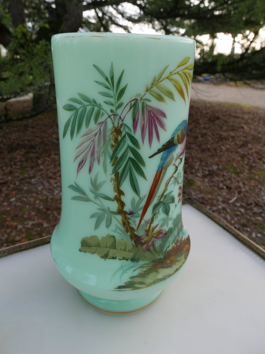 Natoléon III Green Popaline Vase-photo-4