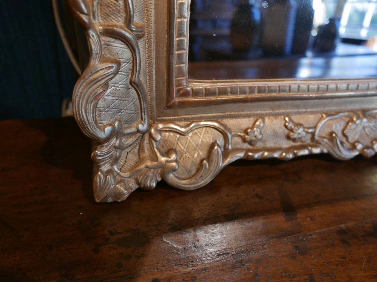 Miroir régence en bois sculpté et doré 18ème-photo-2