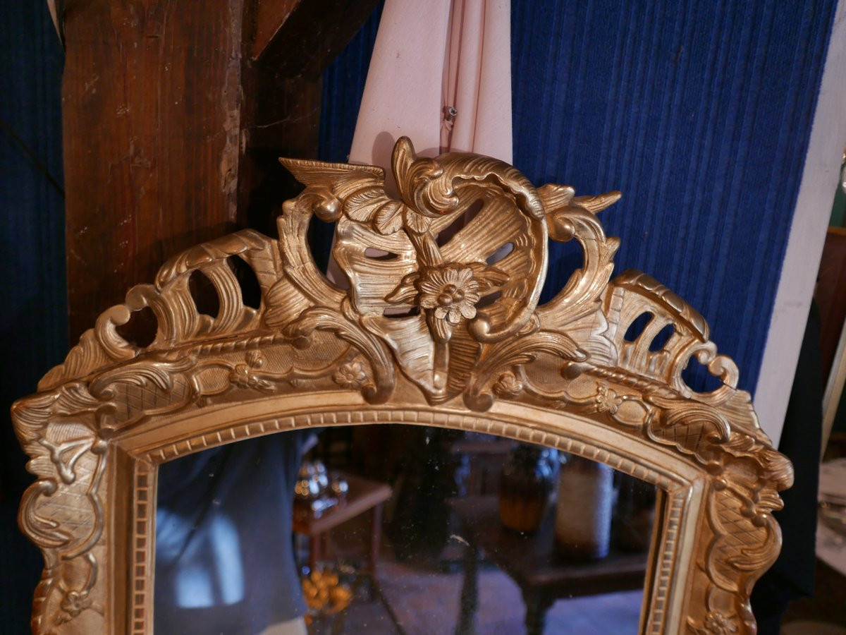 Miroir régence en bois sculpté et doré 18ème-photo-3