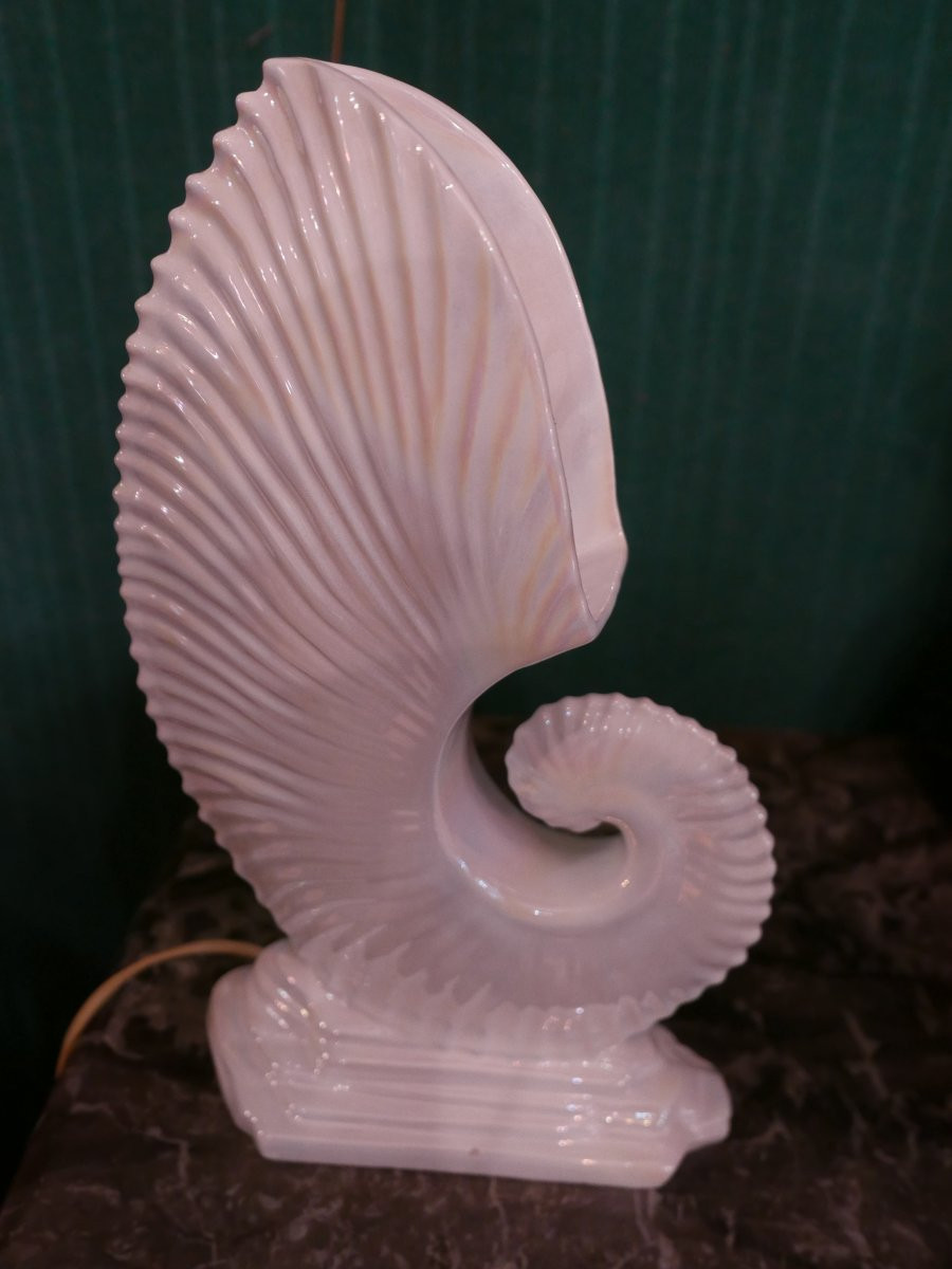 Nautilus Lamp Art Deco Faiencerie De Saint Clément-photo-2