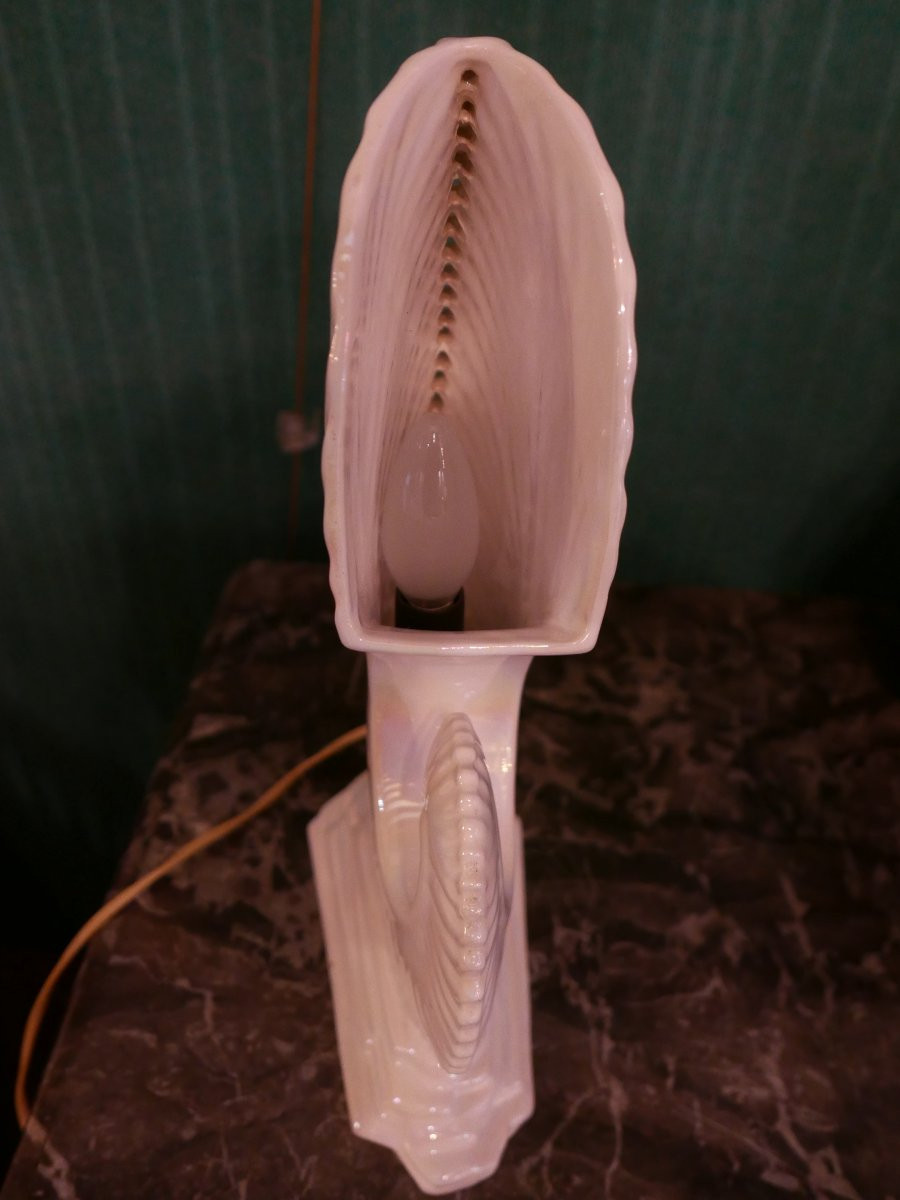 Nautilus Lamp Art Deco Faiencerie De Saint Clément-photo-3