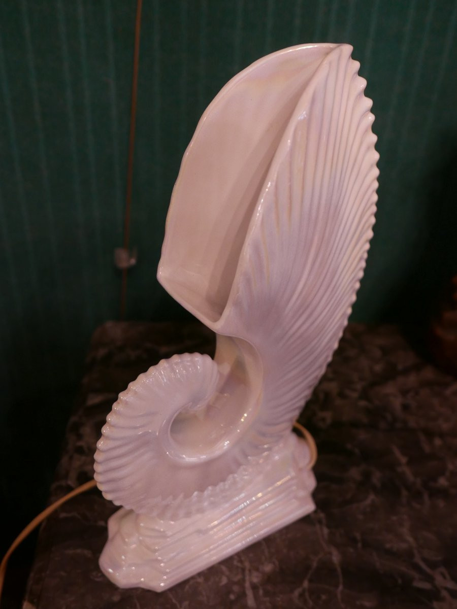 Nautilus Lamp Art Deco Faiencerie De Saint Clément-photo-4
