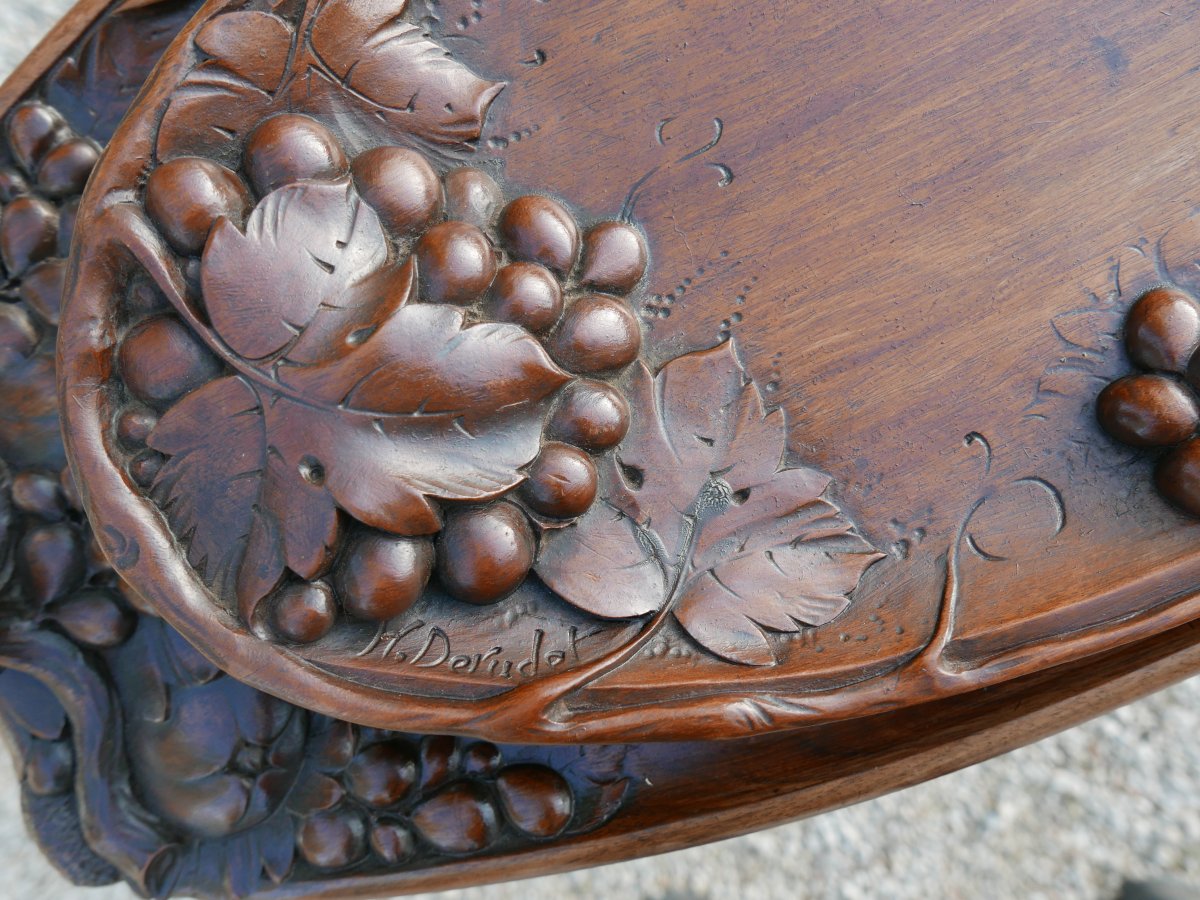 Desserte art nouveau en noyer "H. DE RUDET-photo-4