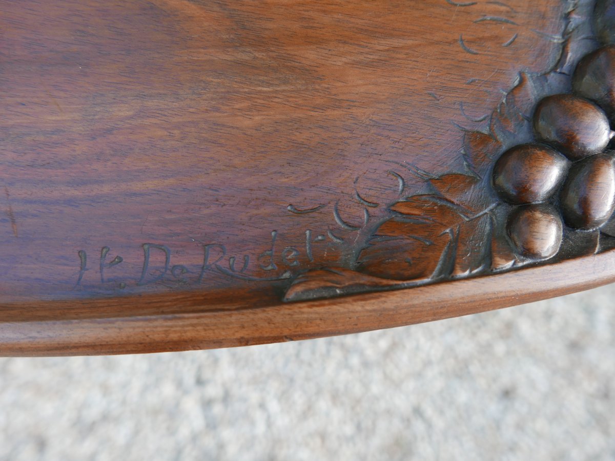 Desserte art nouveau en noyer "H. DE RUDET-photo-5