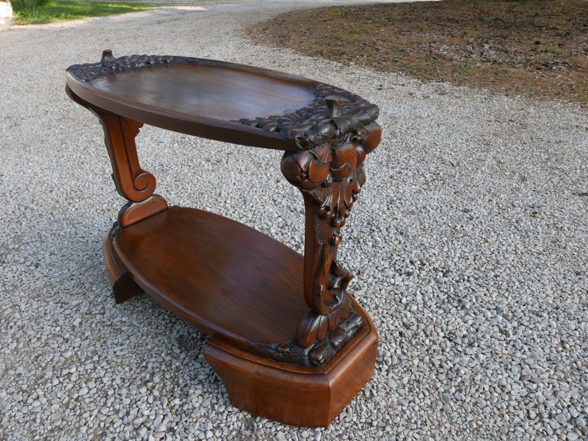 Desserte art nouveau en noyer "H. DE RUDET