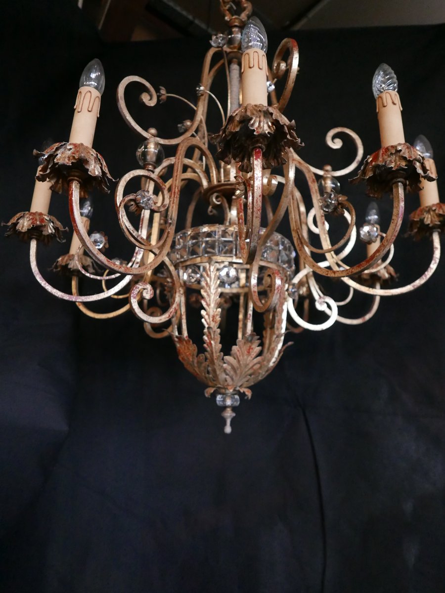 A Rare Set Of Three Gilded Metal Chandeliers-photo-2