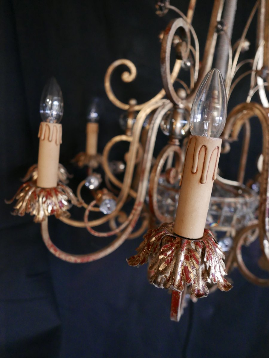 A Rare Set Of Three Gilded Metal Chandeliers-photo-2
