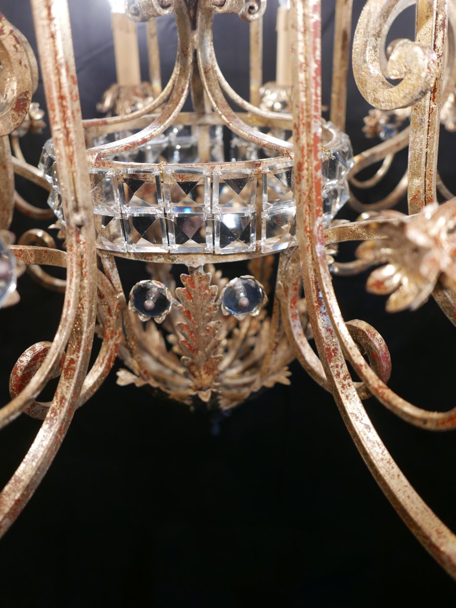 A Rare Set Of Three Gilded Metal Chandeliers-photo-3