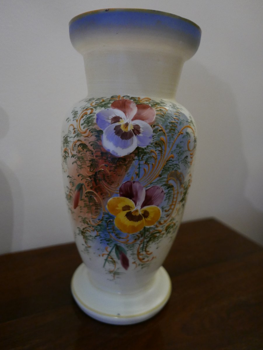 Paire De Vases En Opaline époque Napoléon III-photo-2