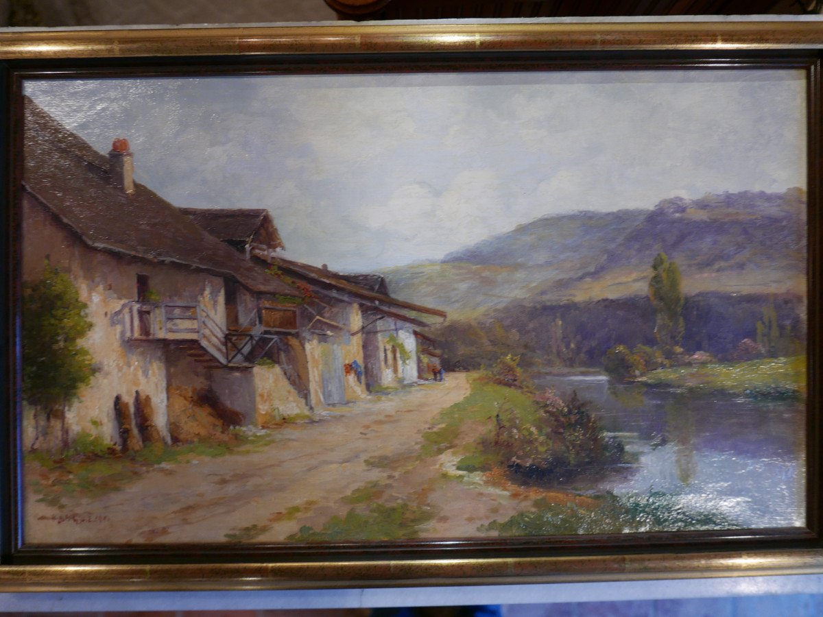 Huile Sur Toile Scènne Champêtre Début 20ème-photo-2