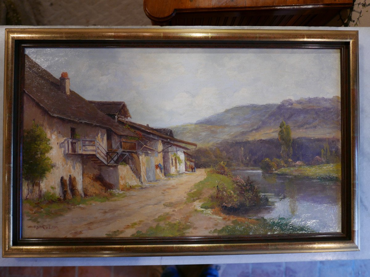 Oil On Canvas Country Scene Early 20th