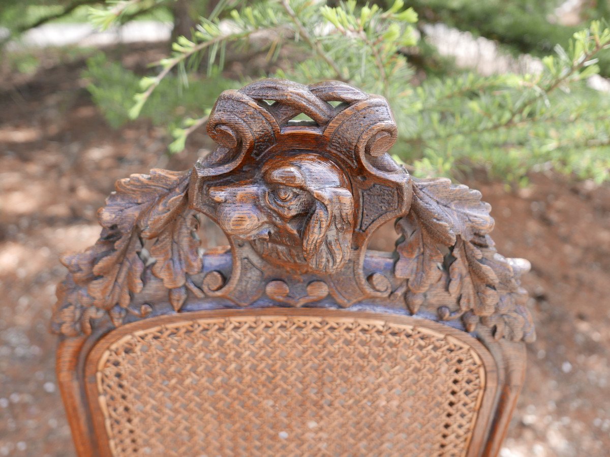 Suite Of Six Canned Chairs Late 19th In Oak-photo-3