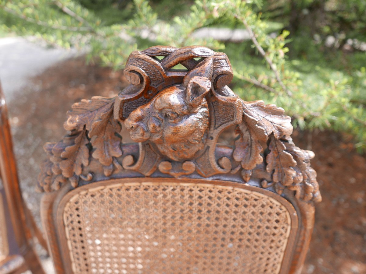 Suite Of Six Canned Chairs Late 19th In Oak-photo-5