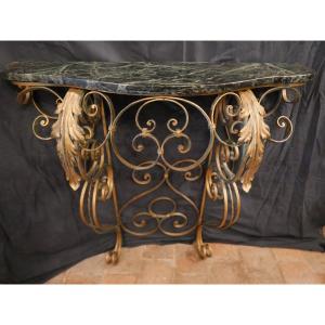 Wrought Iron Console Table Top Marble Art Deco