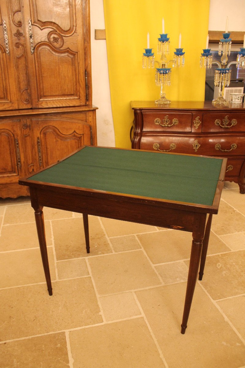 Table à Jeux En Bois d'Acacia, époque Louis XVI-photo-3