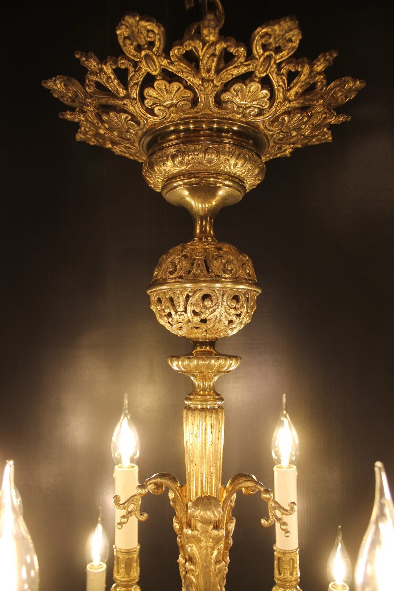 Neo-gothic Style Gilt Bronze Chandelier With 18 Lights, Mid-19th Century-photo-3