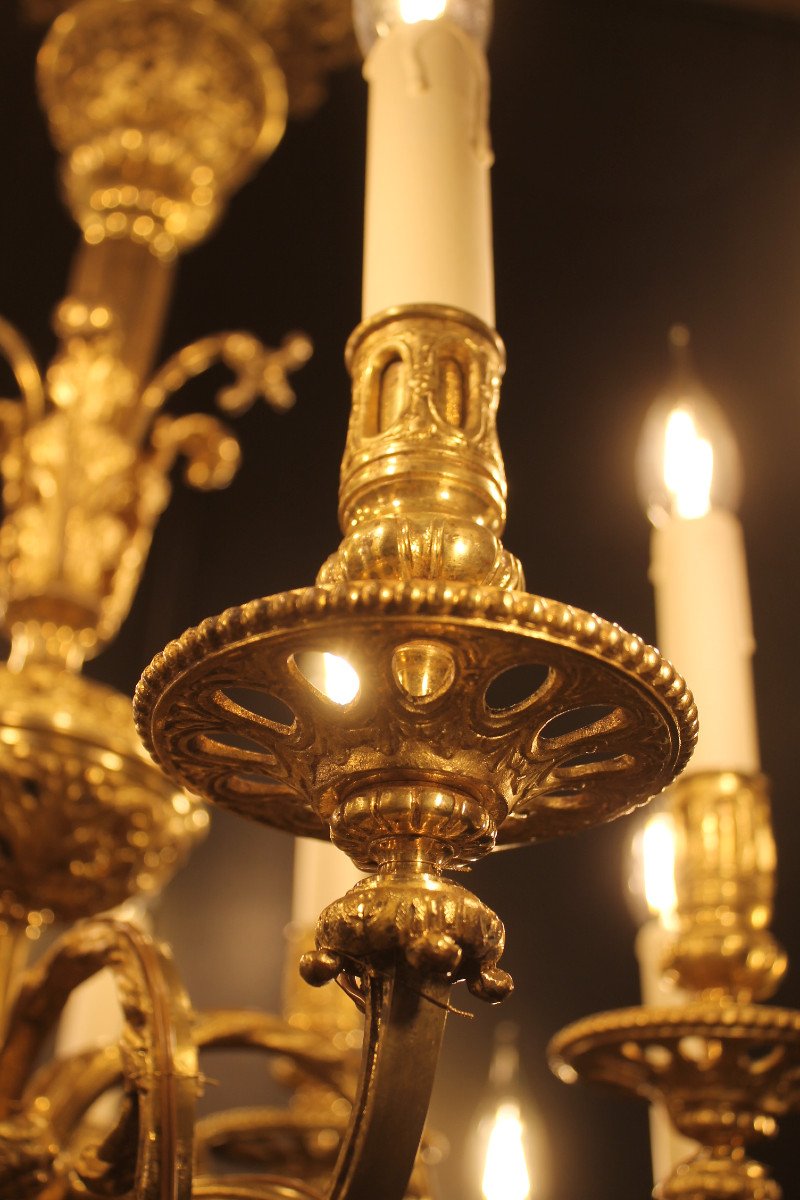 Neo-gothic Style Gilt Bronze Chandelier With 18 Lights, Mid-19th Century-photo-7