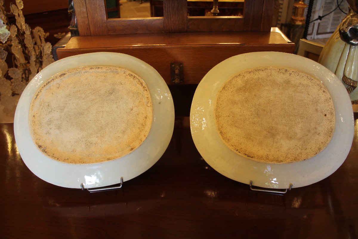 Paire De Plats Ovales En Porcelaine  Bleu Et Blanc, Chine, époque XVIIIe Siècle-photo-5