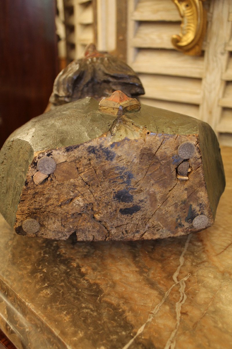 Buste De Saint Eloi En Bois Sculpté Poychrome, époque XVIIIème Siècle.-photo-7