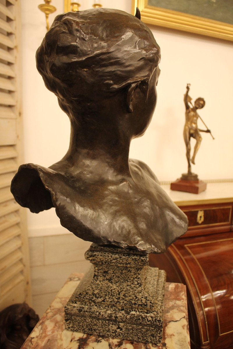 Alexandre Falguière (1831-1900) - Buste De Diane Chasseresse en bronze-photo-2