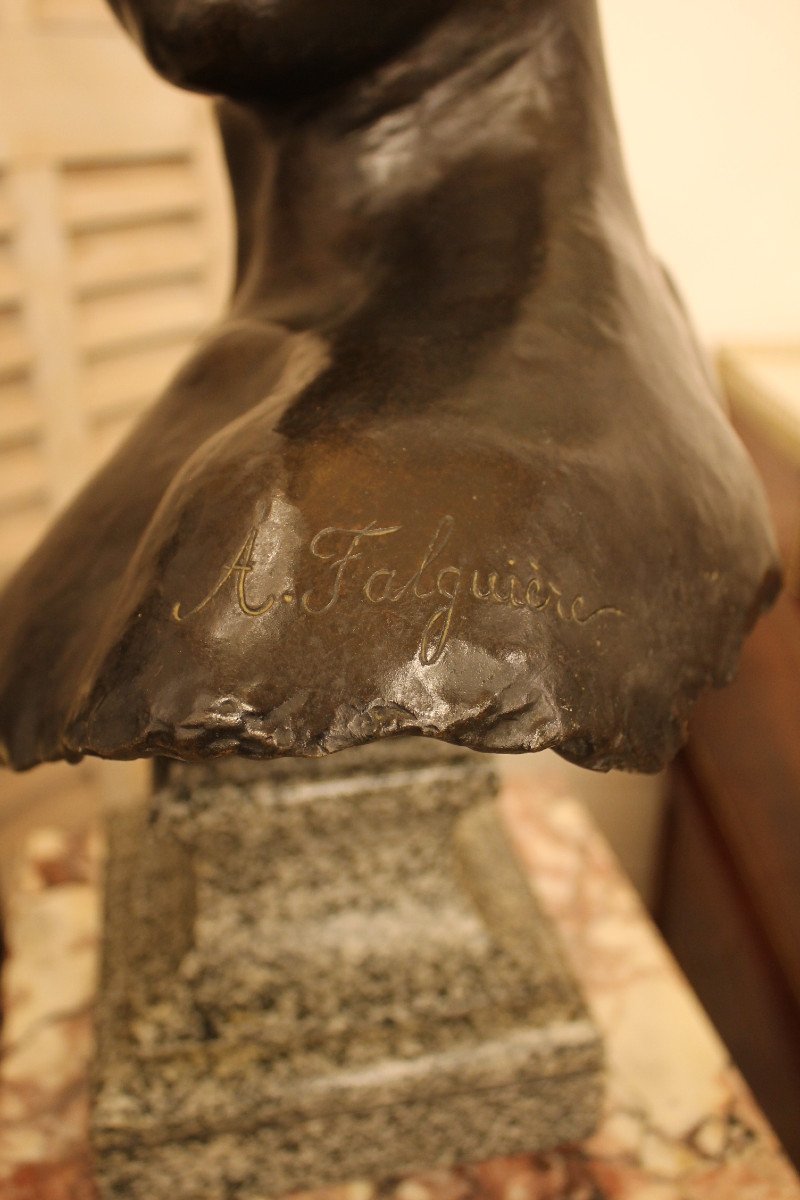 Alexandre Falguière (1831-1900) - Buste De Diane Chasseresse en bronze-photo-5