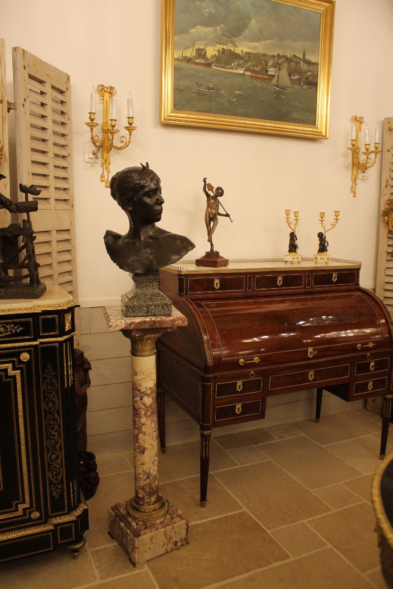 Alexandre Falguière (1831-1900) - Buste De Diane Chasseresse en bronze-photo-8