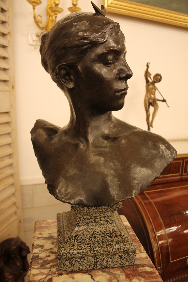 Alexandre Falguière (1831-1900) - Buste De Diane Chasseresse en bronze