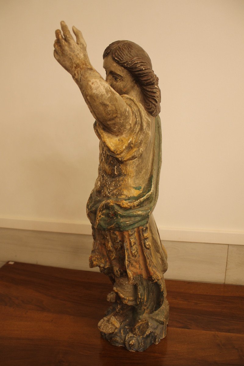 Jeune Femme En Armure, Sculpture En Bois Polychrome, époque XVIIe Siècle-photo-5